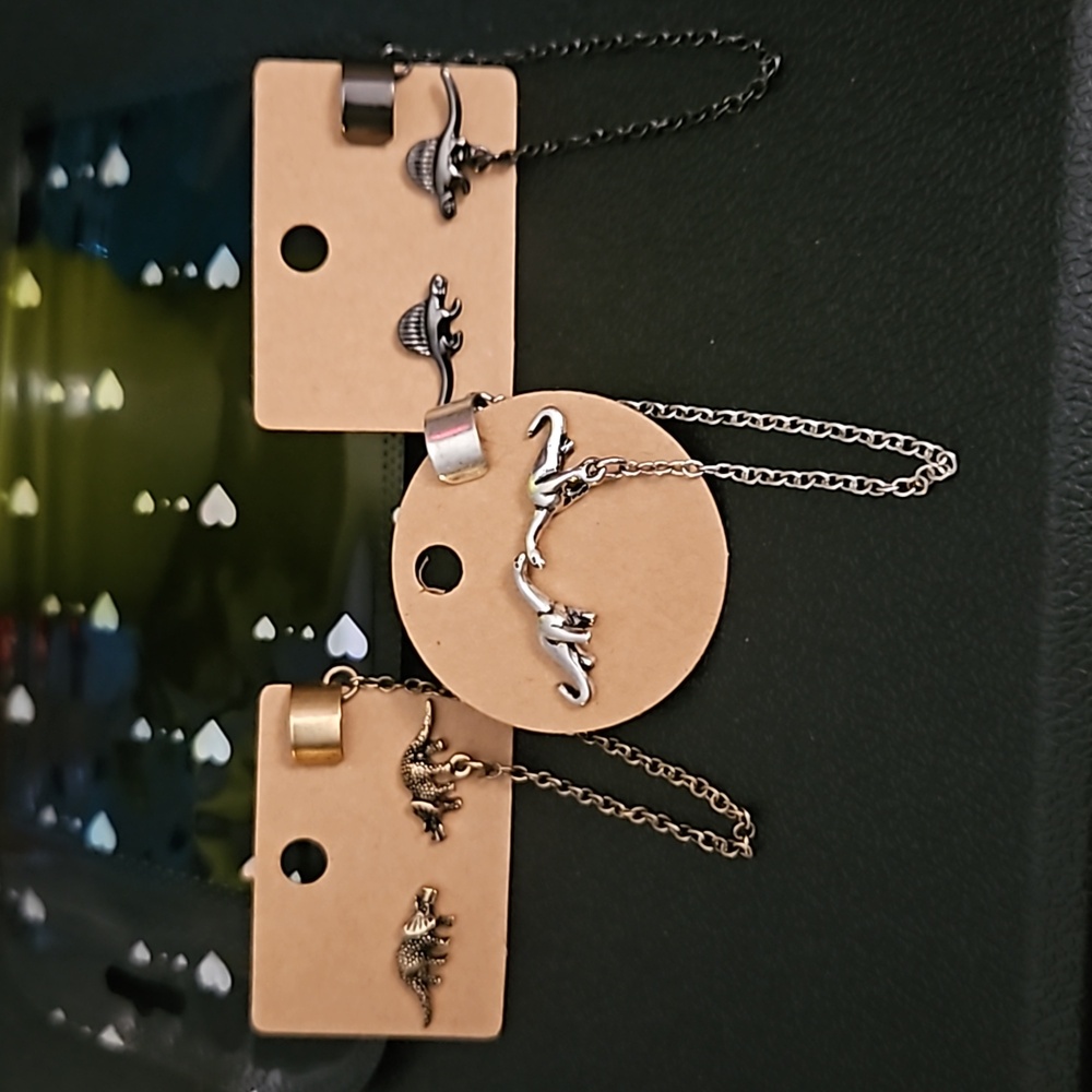 Three Set of Dinosaur Cuff Earrings